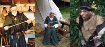 Medieval characters Simple Tom, Alchemist, silkswoman,